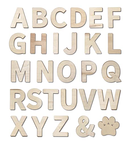 182 Pieces 2-1/2 Inch (2.5") Wooden Letters Craft Wood Letter Unfinished Alphabets with Extras Wall Decor