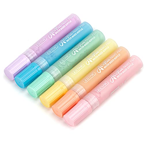 ZEYAR Jumbo Paint Marker Pens, Graffiti Marker, Water Based Acrylic, 15mm Wide Felt Tip, Waterproof and Permanent Ink, Great on Plastic,Stone,Metal and Glass for Doodling(6 Macaron Colors)