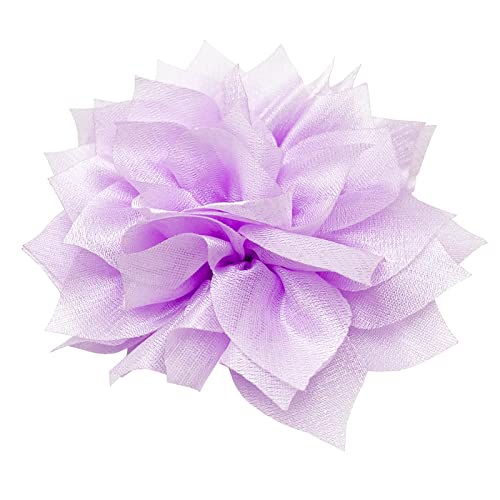 10pcs Handmade Chiffon Flower 4" Flat Back Fabric Appliques for Party Wedding Decor Tassel Topper Decoration Gift Wrapping Headbands Hair Accessories DIY Craft (Light Purple)