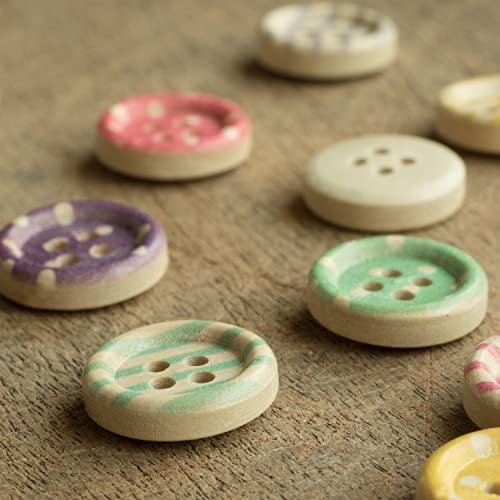 Unfinished Wooden Buttons - Round Wood Buttons for Crafts Sewing Sweater by Mandala Crafts Bulk 200 PCs 10mm 3/8 Inch Button with 4 Holes