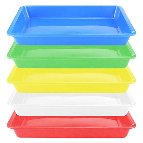 Plastic Art Trays Art and Craft Tray Plastic Tray,5 Pieces Stackable Activity Tray Crafts Organizer Tray Serving Tray Jewelry Tray for DIY Projects, Painting, Beads (11 x 8.3 x 1.2 inch)