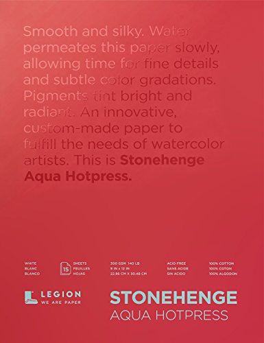 Stonehenge Aqua Watercolor Pad, 140lb, Hot Press, 9 x 12 Inches, White, 15 Sheets