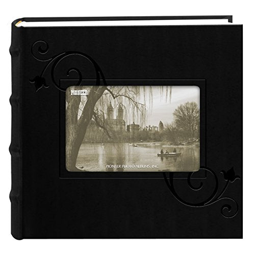 Pioneer Embossed Floral Frame Leatherette Cover Photo Album, Black 4 x 6 inches