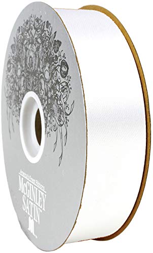 McGinley Mills 1.3" W Acetate Satin Ribbon, White, 100 Yard Spool