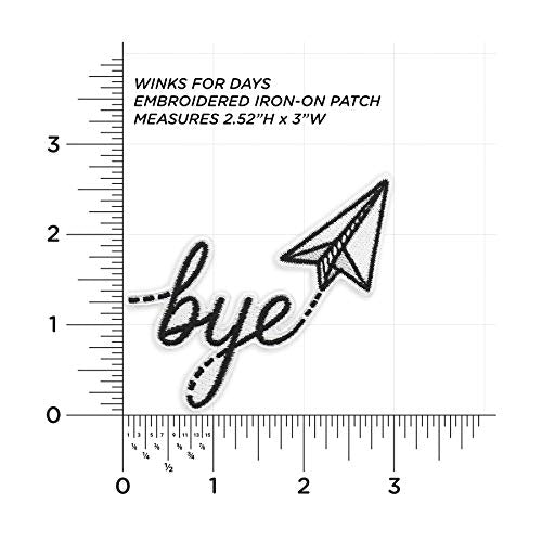 Winks For Days Bye Paper Airplane Embroidered Iron-On Patch
