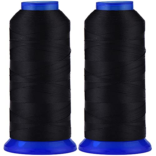 Selric [3000 Yards / 30 Colors Available] Pack of 2 UV Resistant High Strength Polyester Thread #69 T70 Size 210D/3 for Upholstery, Outdoor Market, Drapery, Beading, Purses, Leather (Black)