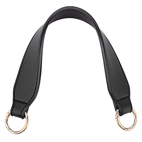 WADORN Leather Purse Bag Handle Replacement,13.4 Inch Short Leather Purse Strap Handbag Handles Wide Shoulder Strap Clutches Handle with Spring Ring for Satchel Tote Briefcase(1.34inch Wide),Black