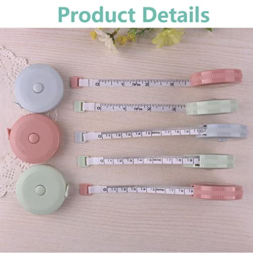 Tape Measure,3 Pack Soft Sewing Tape Measure for Body Measuring, 79 Inchs Mini Measurement Tape,Premium Retractable Fabric and Cloth Tape Measure, Handy (Pink/Green/Blue)