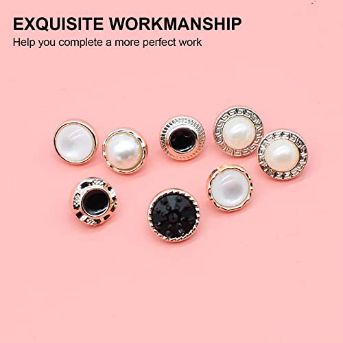 OELFFOW 100Pcs Round Assorted Pearl Buttons, Resin White Pearl Button, Vintage Clothes Sewing Button(10mm,11mm,12mm) with Storage Box, for Crafts Wedding Dress DIY Project