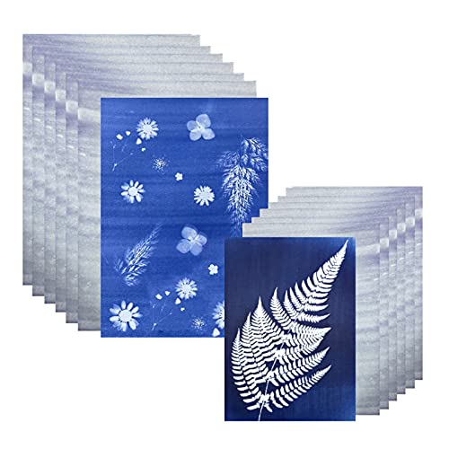 32 Sheets Sun Print Paper Cyanotype Paper A4 A5 Solar Drawing Paper Sensitivity Nature Printing Paper for Kids Adults Arts Crafts DIY Project, White (8.3 x 11.7 Inch, 5.8 x 8.3 Inch)
