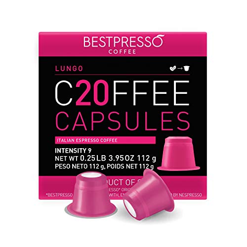 Bestpresso Coffee for Nespresso Original Machine 120 pods Certified Genuine Espresso Lungo Blend (High Intensity) Pods Compatible with Nespresso Original 60 Days Satisfaction Guarantee