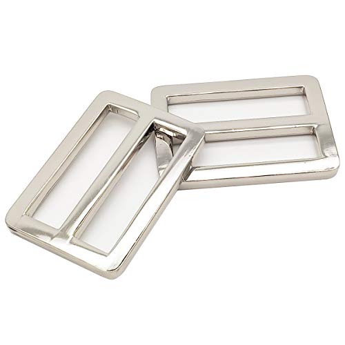 10 Pcs 1-1/2inch Metal Tri-Glide Slides Buckles Kit Square Ring Slide Adjusters Buckles for Bags DIY Accessories (Silver)