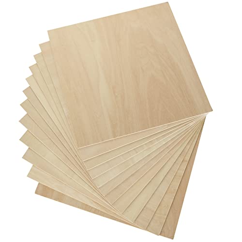 12 Pack 1/8 inch Basswood Sheets 12x12 Square 3mm Plywood Sheets Unfinished Wood Sheets Bass Wood Plywood for Laser Cutting Crafts Mini House Building Architectural Model Making Wood Burning Staining