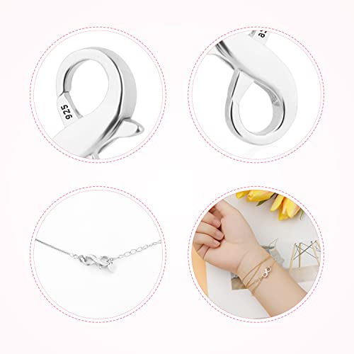 KINBOM 2 Pieces Double Opening Lobster Clasps, 925 Sterling Silver Lobster Clasp Jewelry Making Clasps Necklace Connectors for DIY Jewelry Making and Repairing (0.6inch)