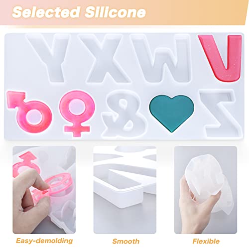 3 Inches Large Reversed Alphabet Resin Molds, 2022 New Silicone Mold for Epoxy Casting, Big Letters & Ornament Making Set, DIY Home Table Decor kit