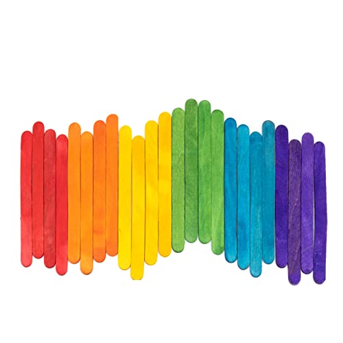 Colored Popsicle Sticks for Crafts - [200 Count] 4.5 Inch Multi-Purpose Wooden Sticks