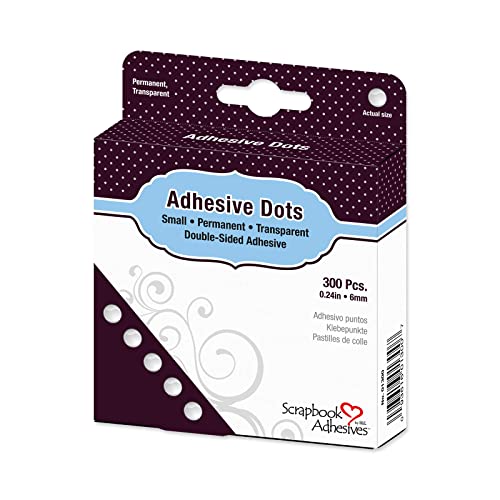 3L Scrapbook Adhesives Permanent Dodz, Small, 1/4-Inch, 300/Pack, Clear
