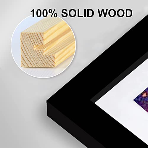 Betionol Diamond Painting Frames, Display 12x12in/30x30cm Diamond Painting Pictures or Photos, Black Natural Solid Wood Picture Frame with Acrylic Protection Glass, Back Mat And Hanging Kit