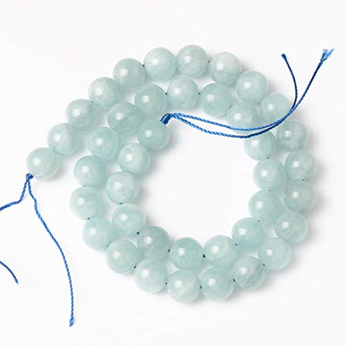 Yochus 10mm Aquamarine Beads Round Loose Stone Beads for Jewelry Making