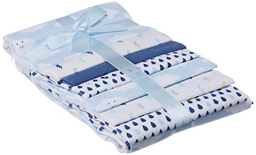 Luvable Friends Unisex Baby Cotton Flannel Receiving Blankets, Boy Clouds 7-Pack, One Size