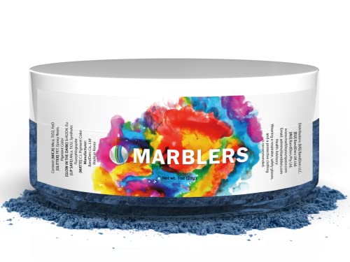 MARBLERS Cosmetic Grade Mica Powder Colorant [Shine Blue] 1oz (28g) Metallic Pigment Dye | Sparkle, Luster, Pearl | Festival, Party Makeup | Nail, Eyeshadow | Resin, Soap | Non- Toxic, Vegan