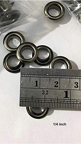 CRAFTMEMORE 1/4" (7MM) Hole Size Metal Grommets Eyelets with Washers for Bead Cores, Clothes, Leather, Canvas (300 Sets, Gunmetal)