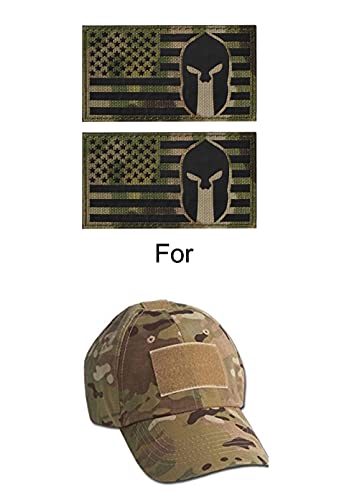 WZT 2 Pieces IR Infrared Americam Flag Spartan Helmet Reflective Patch Jacket Vest DIY Costume Embroidered Tactical Morale Military Patches with Hook and Loop Backing 3.54 x 1.97 inch