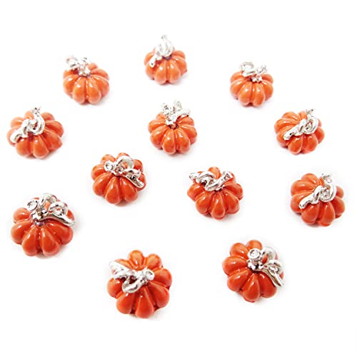 Honbay 12PCS 3D Orange Enamel Pumpkin Charms Pendant Halloween Charms Pendant for Jewelry Making and DIY Crafts