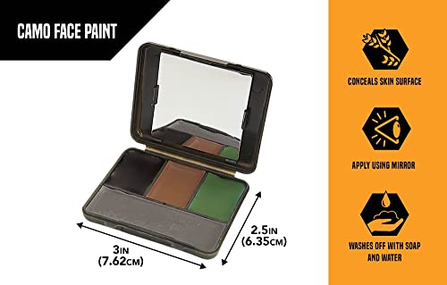 Allen Company Four Color Camo Face Paint Compact with Mirror - Black, Brown, & Olive
