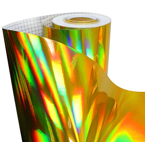 DECO65 Holographic Gold Chrome Adhesive Craft Vinyl (15ft x 1ft)