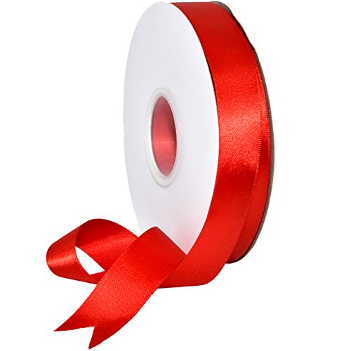 Morex Ribbon Double Face Satin Ribbon 7/8 inch by 50 yards Red