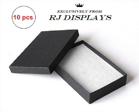 10 Pack Cotton Filled Matte Black Color Jewelry Gift and Retail Boxes Size: 7" x 5" x 1-1/8" Inch by R J Displays