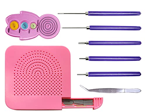 8 Pieces,Quilling Needles,Quilling Knitting Board,Quilling Kits,Paper Quilling Tools,Quilling Curling Coach,Paper Craft DIY Tools,Assorted Sizes Rolling Curling Quilling Needle Pen,XIWUMOER (Pink)