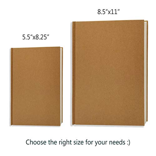 8.5x11 Ketch Book, Pack of 2, 240 Sheets (100gsm), Hardcover Bound Sketch Notebook, 120 Sheets Each, Acid-Free Blank Drawing Paper, Ideal for Kids and Adults, Kraft Cover