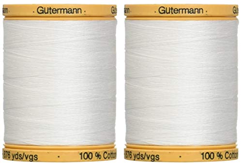 2-Pack - Gutermann Natural Cotton Thread Solids 876 Yards Each - White (800C 5709)