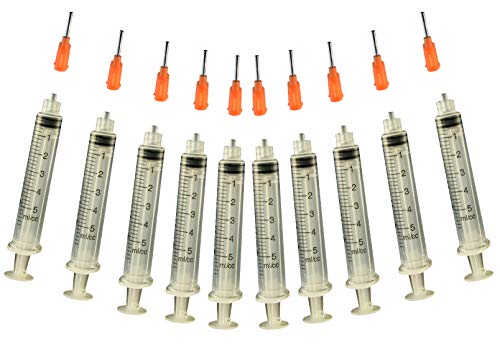 Creative Hobbies® Glue Applicator Syringe for Flatback Rhinestones & Hobby Crafts, 5 Ml with 15 Gauge Orange Precision Tip - Value Pack of 10