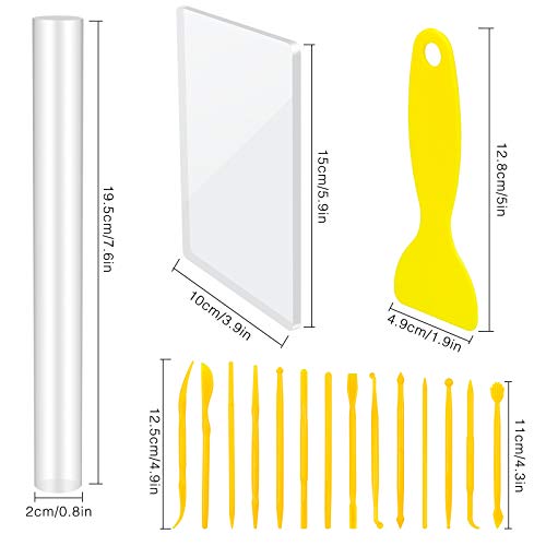 Homgaty 41 Pcs Polymer Clay Tool and Acrylic Clay Roller Set, 24Pcs Polymer Clay Cutters, 14Pcs Detail Mini Sculpting Tools, 1pcs Acrylic Backing Board, Clay Scrapers for Clay Pottery Craft DIY Making