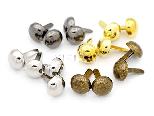 CRAFTMEMORE Round Brads Purse Feet Handbag Nailheads Spike Prong Studs 15MM 18MM 20MM 22MM 50 PCS (20 mm (≈13/16"), Gunmetal)