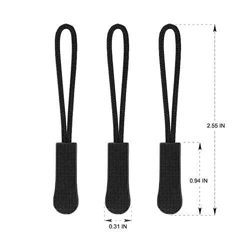 Zipper Pull, (50PCS Black) Upgraded Zipper Pull, Premium Zipper Pull Replacement Zipper Tab Tags Cord Extension Fixer for Luggage, Backpacks, Jackets, Purses, Handbags