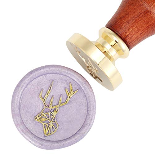 Deer Wax Seal Stamp, Yoption Vintage Brass Head Wooden Handle Sealing Stamp for Wedding Invitations