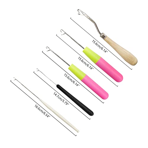 5PCS Latch Hook, Different Sizes Small Crochet Hooks Needle for Hair