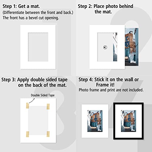 Golden State Art Pack of 50, Acid-Free White Pre-Cut 8x10 Picture Mat for 5x7 Photo with White Core Bevel Cut Frame Mattes