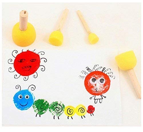 WAFJAMF 20-Pieces Assorted Size Round Sponges Brush Set, Paint Tools for Kids