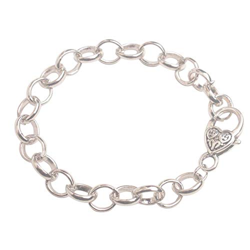 ChangJin 10PCS Silver Tone Metal Chain Heart Clasp Bracelets 22cm for Jewelry Making
