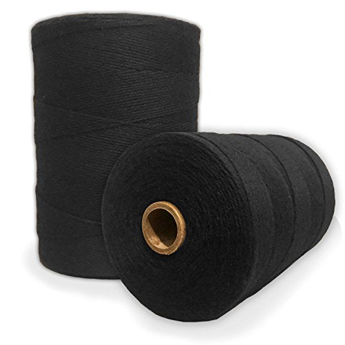 Durable Loom Warp Thread (Black), One Spool, 8/4 Warp Yarn (800 Yards), Perfect for Weaving: Carpet, Tapestry, Rug, Blanket or Pattern - Warping Thread for Any Loom