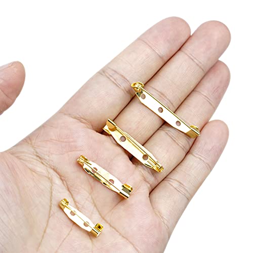 240pcs Bar Pins Brooch Pin Backs for Jewelry Making, Heliltd Metal Brooch Safety Pin Clasps 4 Sizes Tone Bar Pin Backs for Badge Crafts Making Corsage Name Tags Jewelry DIY Crafting Sewing Fabric