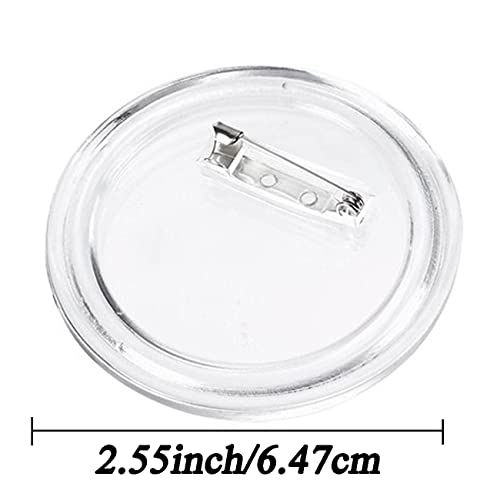 18 Pack Button Badge 2.55inch with Removal Tool Eject Pin, Clear Plastic Craft Button with Pin for DIY Crafts, Children's Craft Activities, Team Mark of Outdoor and Souvenir Appliques