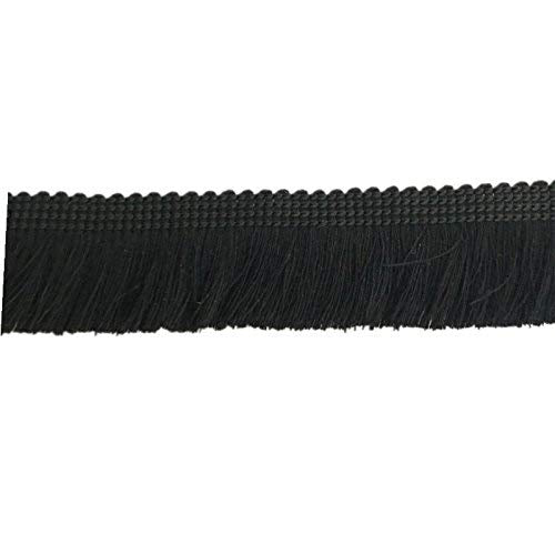 YEQIN 25mm Wide Cotton Fringe Tassel Trim 5 Yards (black)