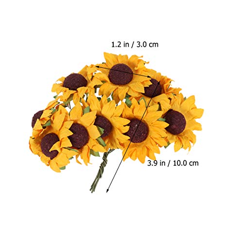 100pcs Chic Mini Artificial Paper Sunflower fake sunflower sunflowers artificial flowers Wedding Decor Craft DIY (Orange)