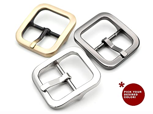CRAFTMEMORE 4pcs 1 Inch Single Prong Belt Buckle Square Center Bar Buckles Leather Craft Accessories D3140 (Gunmetal)